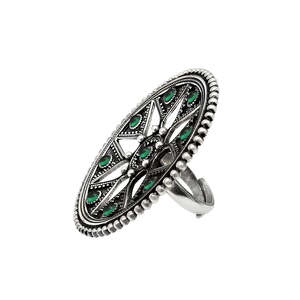 Vintage Design <b>Adjustable</b> <b>Ring</b> With Brilliant Round Cut Multi Green Onyx Gemstones Star Design 925 Sterling <b>Silver</b> Boho <b>Ring</b> - Product Image 1