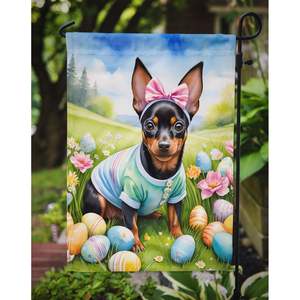 Pinscher en miniatura, caza de huevos de Pascua, bandera decorativa para patio, buzón Multicolor, Bandera de jardín para ilustraciones de Patio para tamaño de jardín - Product Image 3