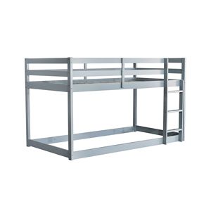 Letto a soppalco grigio solido con piattaforma in legno e gomma, con scaletta e doghe rinforzate, per bambini - Product Image 3