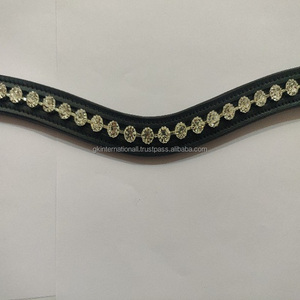 Banda de cejas de caballo de cuero de alta calidad con cadena decorativa de cristal ostentoso perla Cadena de perlas de cristal blanco en todos los tamaños y colores - Product Image 3