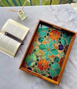 Nouveau plateau rectangulaire en émail imprimé bois tendance, ustensile de cuisine moderne et plateau de service pour restaurant, plateau décoratif en bois par UO - Product Image 6