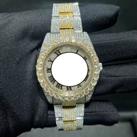 Montre mécanique automatique de luxe vintage pour homme NYC DIAMOND EMPIRE, en acier inoxydable, avec diamants Moissanite, boîtier rond