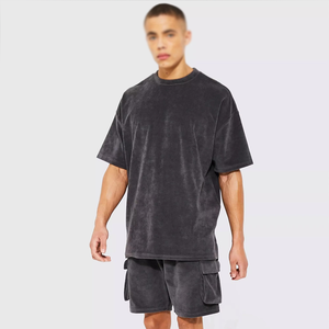 Shorts en coton d'été pour hommes, shorts de jogging en coton, shorts pour hommes de haute qualité, ensemble t-shirt et shorts deux pièces - Product Image 1