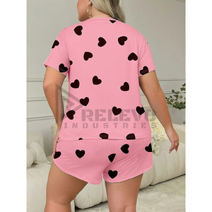 <b>Men</b> Women Printed Summer Knitted <b>Pajama</b> Shorts and Tshirt <b>Set</b> Soft Two Piece Sleepwear Casual Home Clothing Wholesale - Product Image 2