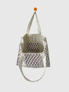 Floral Pattern Quilted Tote <b>Bag</b> Women's Shopping <b>Bag</b> All Seasons Open Closure Bohemian Style Cotton <b>Material</b> - Product Image 4