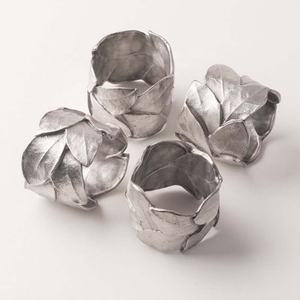 New Design Indian Style Stainless Steel Napkin <b>Ring</b> Small Silver Flower Table Decoration for Weddings and Hotels - Product Image 1