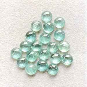 อควาไคยาไนต์ทรงกลม เจียระไนแบบคาโบชอง พลอยหลวม 15 ชิ้น/ล็อต อควาไคยาไนต์ธรรมชาติ ด้านหลังแบน สำหรับทำเครื่องประดับ - Product Image 5