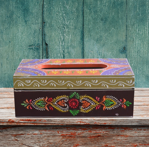 Caja de pañuelos de madera esmaltada moderna más vendida y soporte para pañuelos estampado con elegantes diseños pintados. - Product Image 1