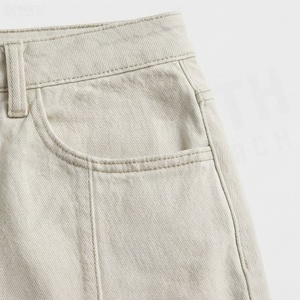 Jupe crayon en jean taille haute pour femme, couleur unie avec poche, style minimaliste, à porter toute l'année - Product Image 5