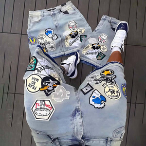 <b>Custom</b> Graphic Embroidery Denim Jorts Men Y2K Baggy Shorts Stone Washed Streetwear Wide Leg <b>Balloon</b> Hip Hop Jean Shorts - Product Image 2