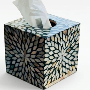 Exquisite Handmade & MOP Inlay Tissue <b>Box</b> with Custom <b>Floral</b> Design, Ideal for Home Decor, Hotels, and Luxury Gifting - Product Image 1