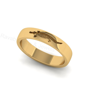 Bague unisexe tendance minimaliste en argent 925 plaqué or et rhodium, motif crocodile/alligator, gravée sur mesure, best-seller - Product Image 6