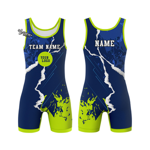 Combinaison de lutte imprimée par sublimation, vêtements de sport pour hommes, body, logo personnalisé, entraînement, compétition, uniformes d'équipe - Product Image 6