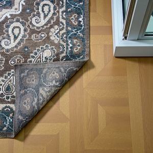 Tapis en laine noué à la main, design traditionnel Paisley, persan, écologique, bleu et marron, décoration de salon - Product Image 4