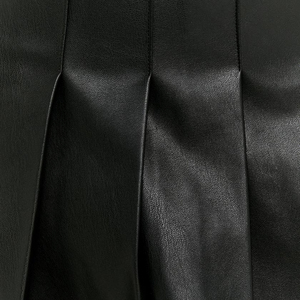 Jupe trapèze tendance avec logo personnalisé imprimé, en cuir véritable de haute qualité, style décontracté, réversible, taille naturelle, mini, pour femme - Product Image 6