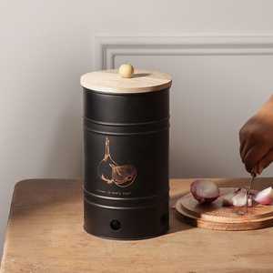 Boîte de rangement classique en métal avec couvercle en bois pour l'organisation de la cuisine, le rangement de la cave et la décoration de la maison - Product Image 3