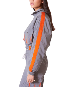 Ensemble de survêtement léger en nylon froissé color block pour femme, coupe-vent d'été, idéal pour le jogging et la course, grandes tailles - Product Image 5