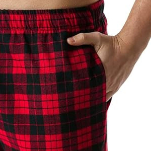 Pantalon de pyjama pour homme en flanelle à carreaux imprimé, taille élastiquée, qualité supérieure, prix bas, en promotion - Product Image 4