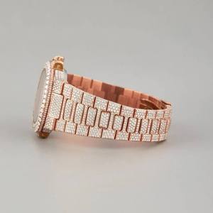 Montre BOJ P.P.004 pour homme, affichage analogique classique, baguette en moissanite, bracelet en alliage, boîtier plaqué or rose 20 mm, verre 41 mm - Product Image 2