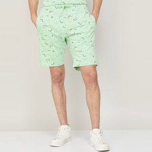 Shorts Bermuda imprimés vert clair pour hommes, avec cordon de serrage à la taille et poches, style décontracté, vêtements d'été - Product Image 1