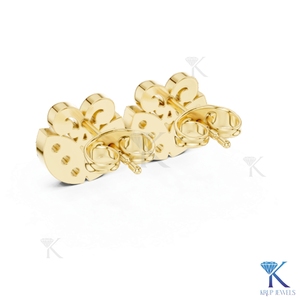 ต่างหูเพชรทรงดอกทิวลิปแบบติดหู 8 เม็ด ประดับทองคำแท้ 14K 18K สำหรับผู้หญิง เครื่องประดับงานแต่งงาน ของขวัญวันครบรอบ - Product Image 5