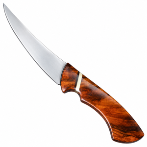 Couteau de cuisine de camping à manche en bois, lame en acier au carbone à pointe tombante, bord droit, outil de cuisson DIY monobloc - Product Image 4