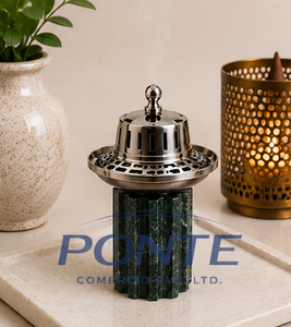 Great Quality Brass and Green Marble Incense Burner Vintage Metal <b>Bakhoor</b> Holder For Home Decor Aromatherapy And <b>Oud</b> Fragrance - Product Image 2