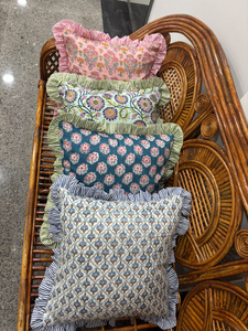 Beautiful Flower Print Cotton Frill Bohemian Pillow Cushion <b>Covers</b> -<b>Sofa</b> <b>Covers</b> Floral Cushion <b>Covers</b> Decorative Pillows - Product Image 5