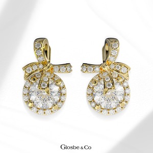 Nouvelles Boucles d'Oreilles Nœud Papillon en Moissanite Tendance 6mm Glosbe & Co Fournisseur de Bijoux OEM ODM Design Personnalisé Or Blanc/Jaune/Rose - Product Image 3