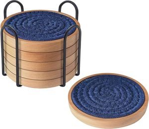 Luxury 6PCS Natural Wooden Cork Eco-Friendly Heat Resistant Coasters 10mm Thick for <b>Table</b> <b>Protection</b> Coffee Kitchen Bar Home - Product Image 1