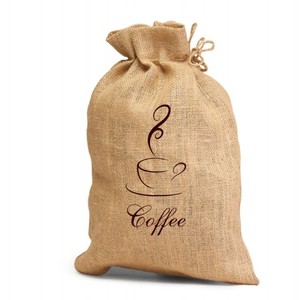 Sac à café en jute écologique avec cordon de serrage, pochette cadeau réutilisable, sac de rangement de 7 pouces, motif tasse à café imprimé - Product Image 1