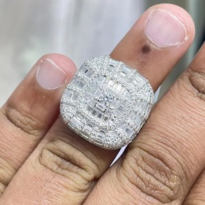 Luxury Baguette Moissanite Diamond <b>Ring</b> For <b>Men</b> White Gold Hip Hop Iced Out Jewelry - Product Image 1