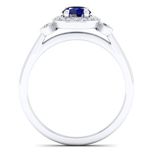 Bagues REYES en or massif 14 carats de haute qualité avec saphir bleu taille ronde 0,5 carat pour femmes, bijoux fins certifiés Moissanite - Product Image 4