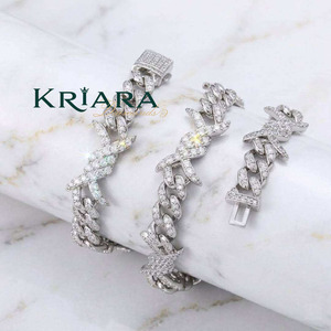 Moissanite <b>Statement</b> <b>Necklace</b> S925 Silver Rhodium Plated Figaro Chain Round Brilliant Cut Unisex Luxury Everyday Wear - Product Image 5