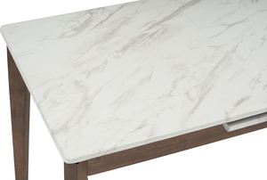 Modern Extendable Dining <b>Table</b> with High Pressure Laminated <b>Marble</b> <b>Top</b> Solid Wood Legs for Apartment & Home Dining Furniture - Product Image 4