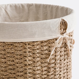 Panier à linge rond en paille tressée, panier de rangement fait main, vente en gros, écologique, fabriqué au Vietnam - Product Image 3