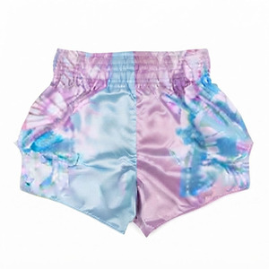 Pantalones Cortos de Muay Thai con Diseño Dividido y Bordado en Oro Personalizado |   Pantalones Cortos de Kickboxing de Satén Pastel de Dos Tonos Premium |   Profesional Femenino MM - Product Image 2
