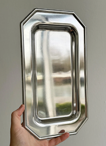 Premium <b>Metal</b> Stainless Steel Serving Tray Mirror Polished Rectangle <b>Metal</b> Platters For Hotel Restaurant & Wedding Decor - Product Image 5