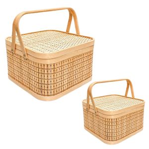 PHU HAO Best Selling Eco-Friendly Bamboo Gift <b>Basket</b> <b>Square</b> Woven Gift <b>Basket</b> with Hinged Lid and Handles Home Decor - Product Image 1