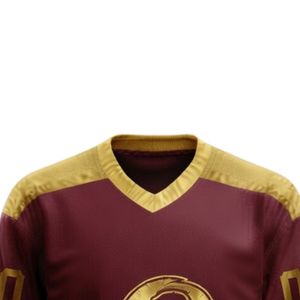 Conjunto de Camiseta y Pantalones Cortos de Hockey sobre Hielo Sublimados en Color Borgoña para Hombre, Cuello en V, Poliéster, Uniforme Deportivo Estampado, Ropa de Entrenamiento para Equipo - Product Image 3