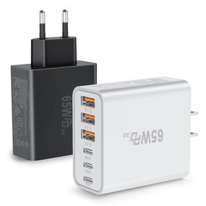 HNT 65W GaN 3 USB &amp; 3 Type C Wall Charger Block 6-Port Fast Charging Block PD USB C <strong>Plug</strong> <strong>Adapter</strong>+QC US/EU <strong>Plug</strong> for Mobile Phone - Product Image 2