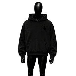 Sweat-shirt à capuche noir surdimensionné avec logo et poche sur le devant, style streetwear, manches classiques, en coton French Terry, pour l'automne, SAL - Product Image 1
