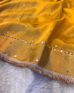 KV Traditional Silk Banarasi Tissue Saree (Yellow)-Party Wear Wrinkle-Free - Product Image 5
