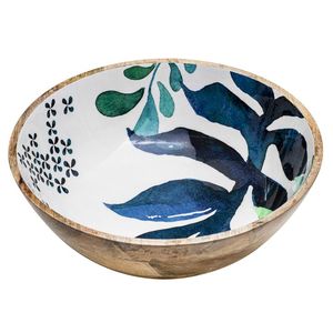 Bol de service en bois émaillé fait main pour salade, décoratif et imprimé, pour cuisine et table - Product Image 4