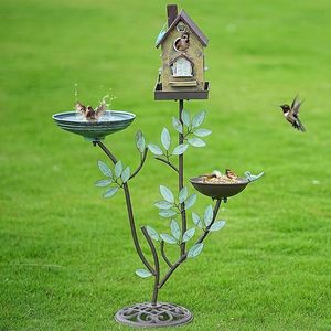 Fabricant de confiance : Magnifique bain d'oiseaux artistique en fer forgé pour la décoration de pelouse et les activités d'abreuvement extérieur des oiseaux - Product Image 1