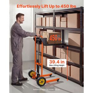 Sollevatore Idraulico per Materiali con Verricello, Carrello Elevatore da 450 Libbre, Piattaforma a Forche, Tavolo Elevatore con Altezza Massima di Sollevamento di 39,4 Pollici - Product Image 2
