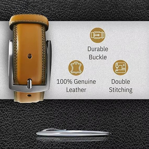 Cinturones de Cuero de Diseño Nuevo al por Mayor, Cinturones de Cuero Genuino de Lujo de Pakistán, Cinturón de Cuero Vacuno con Hebilla para Hombre - Product Image 3
