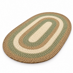 Tapis ovale en jute naturel tissé à la main, multicolore, tressé, style bohème, pour chambre, salon et vente en gros - Product Image 2