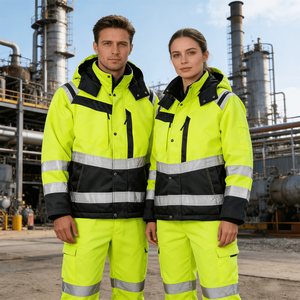 เสื้อแจ็คเก็ตทำงานนิรภัยสะท้อนแสงสีเหลืองคุณภาพสูง OEM 2026 กันน้ำ หลายกระเป๋า ผลิตจากไนลอน  แบบกำหนดเองได้ ชุดยูนิฟอร์มรักษาความปลอดภัยแบบมองเห็นได้ชัดเจน - Product Image 3