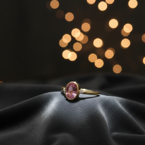 US 6 Pink Oval <b>Ring</b> 10x12mm with CZ 8g 925 Sterling Silver 18K Gold Plated <b>Statement</b> Gemstone <b>Ring</b> Gift for Her - Product Image 4